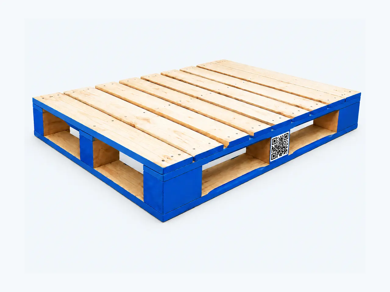 PMR wooden pallet with blue painted frame